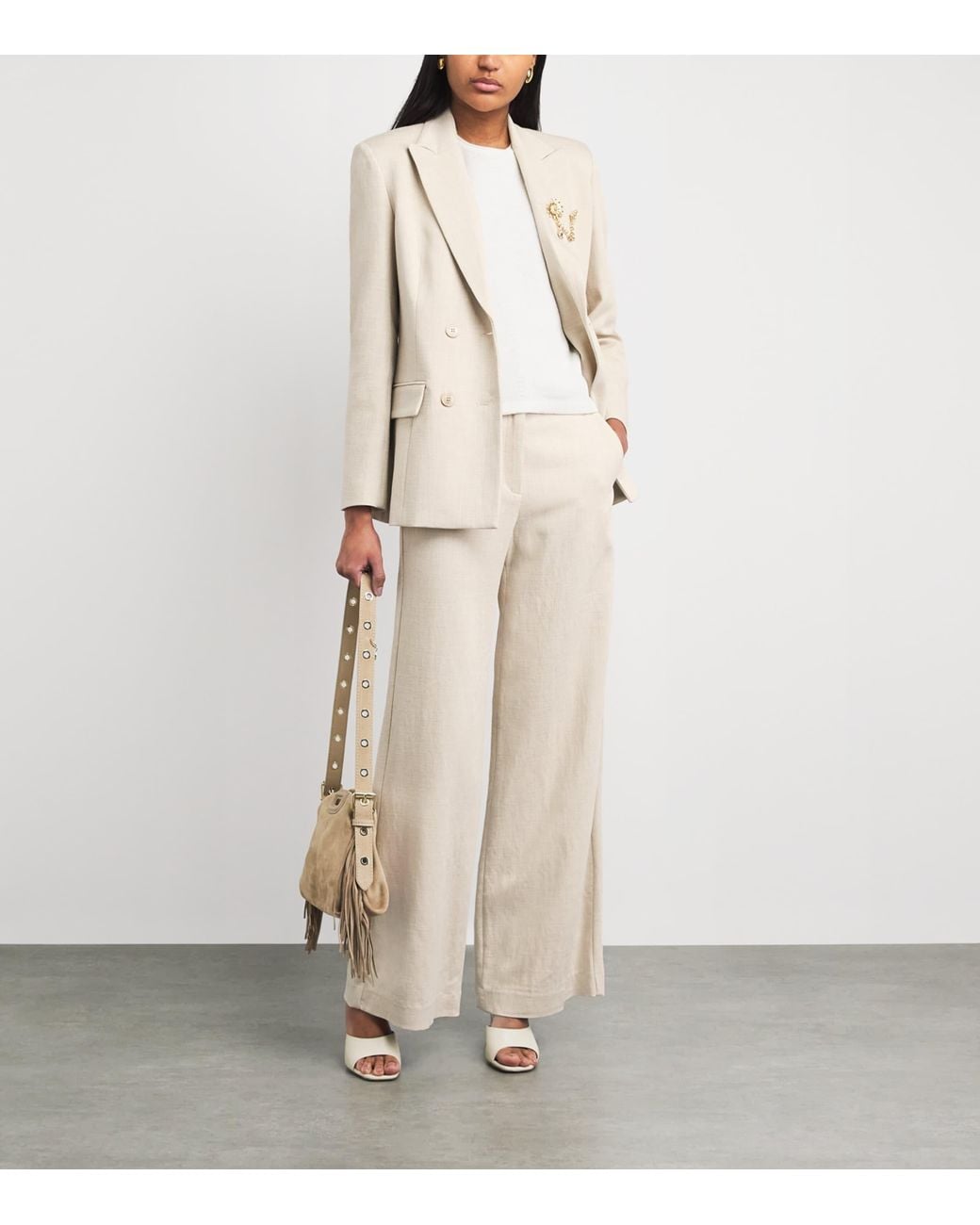 Maje White Wide-Leg Trousers