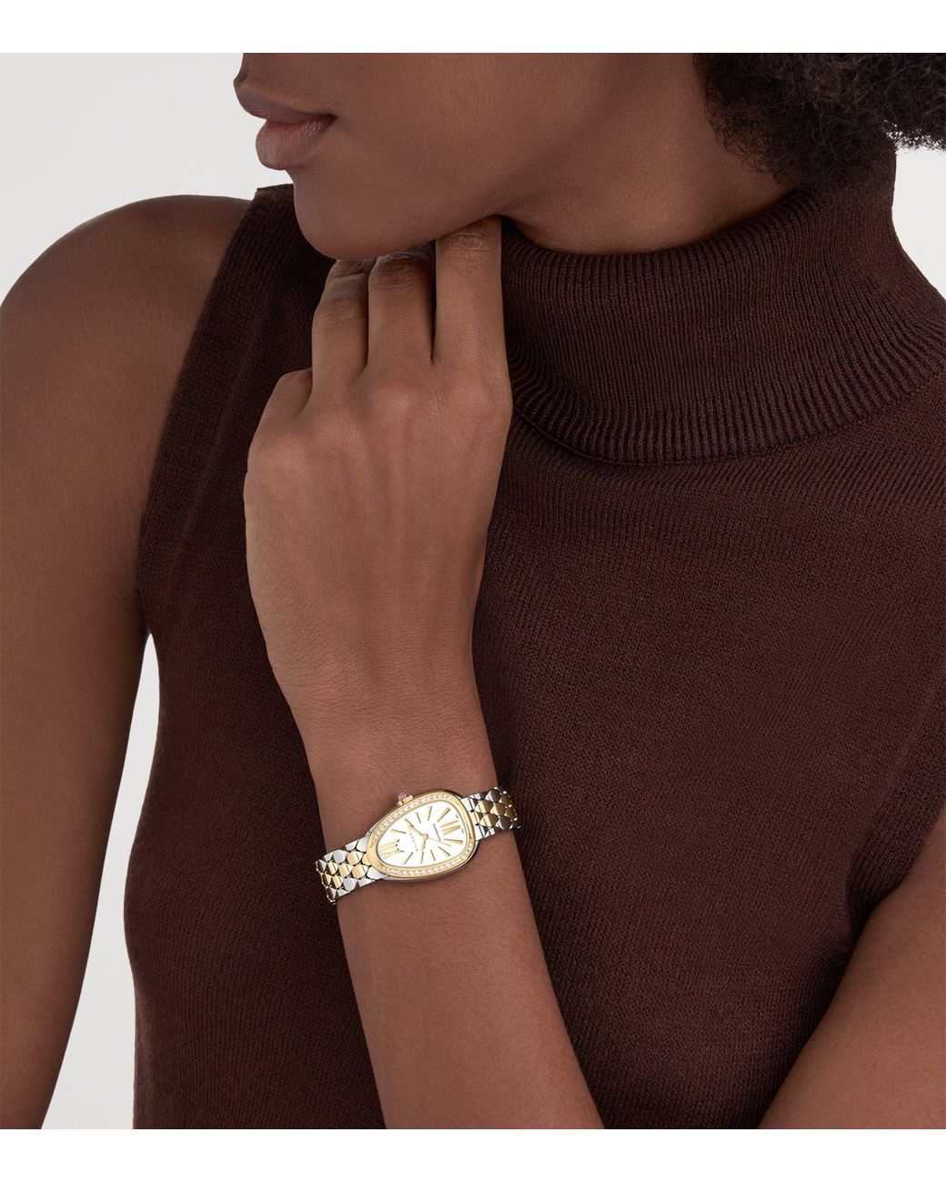 BVLGARI Metallic Stainless Steel And Diamond Serpenti Seduttori Watch