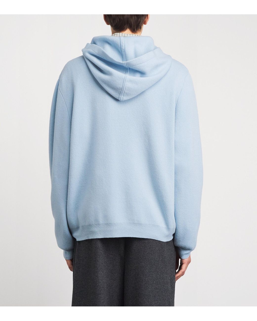 God's True Cashmere Blue Cashmere Hoodie for men