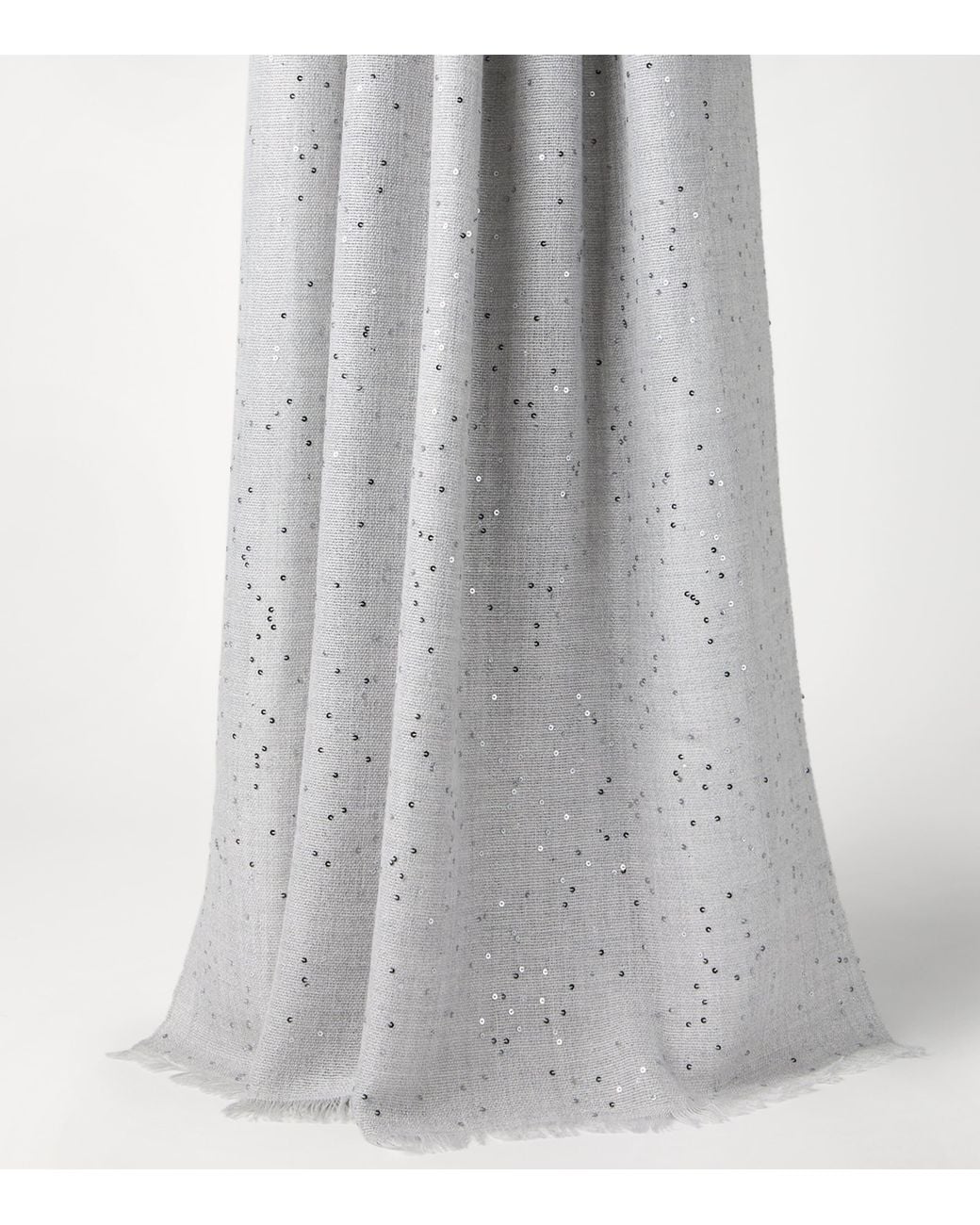 Brunello Cucinelli Gray Cashmere-Silk Diamond Yarn Sequin Scarf