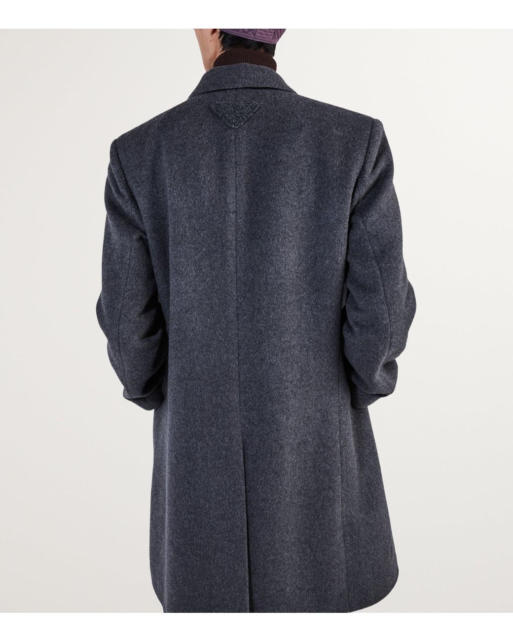 Prada Gray Wool Single-Breasted Coat for men