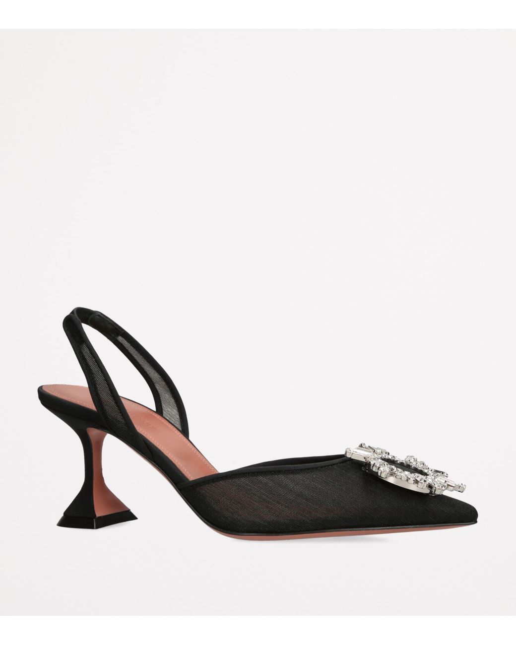 AMINA MUADDI Black Mesh Begum Slingback Pumps 70