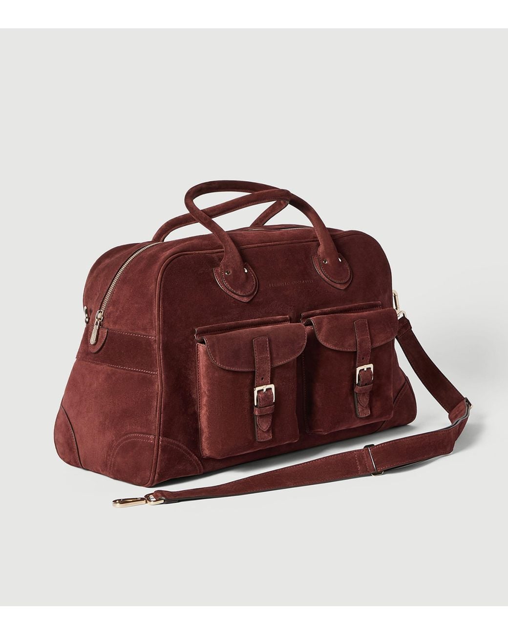 Brunello Cucinelli Red Suede Travel Holdall Bag for men