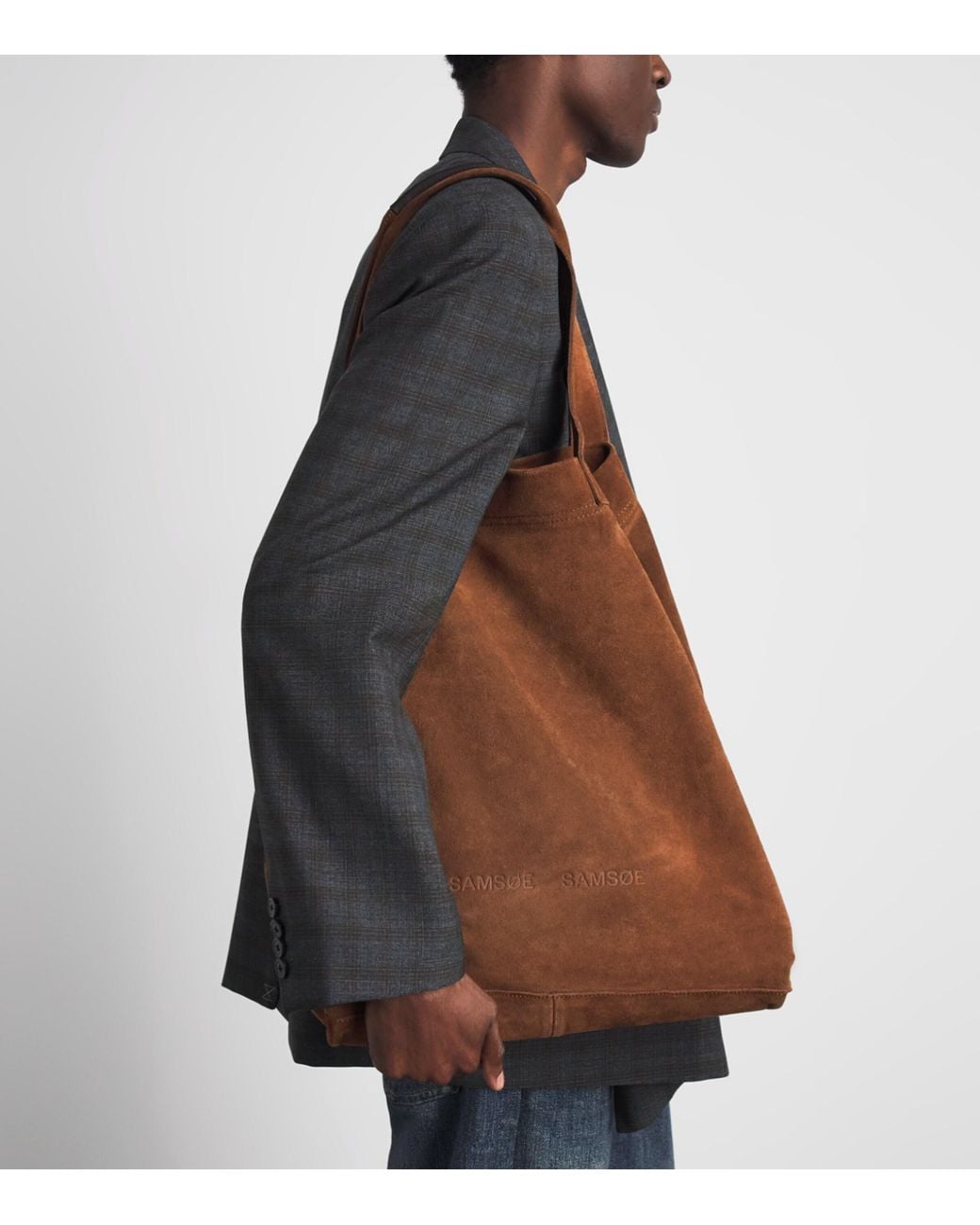 Samsøe & Samsøe Brown Suede Sadulwich Tote Bag for men