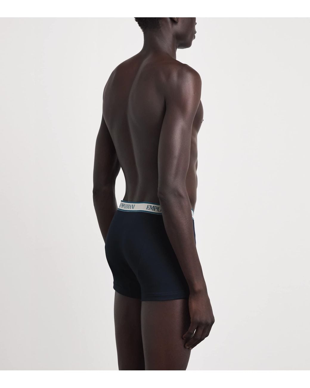 Emporio Armani Blue Stretch-Cotton Logo Trunks for men