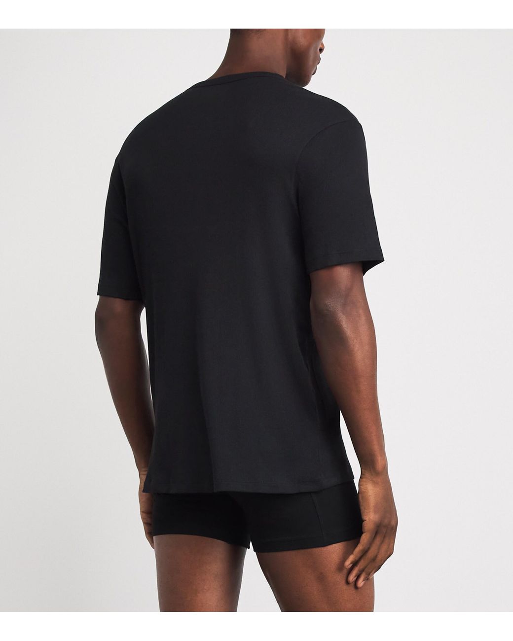 Boss Black Cotton Ribbed T-Shirt for men