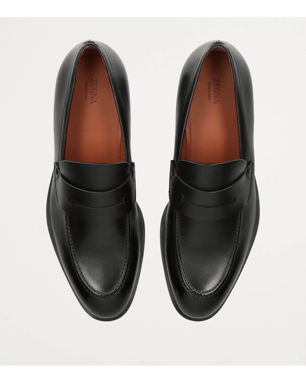 Zegna Black Leather L'Asola Loafers for men