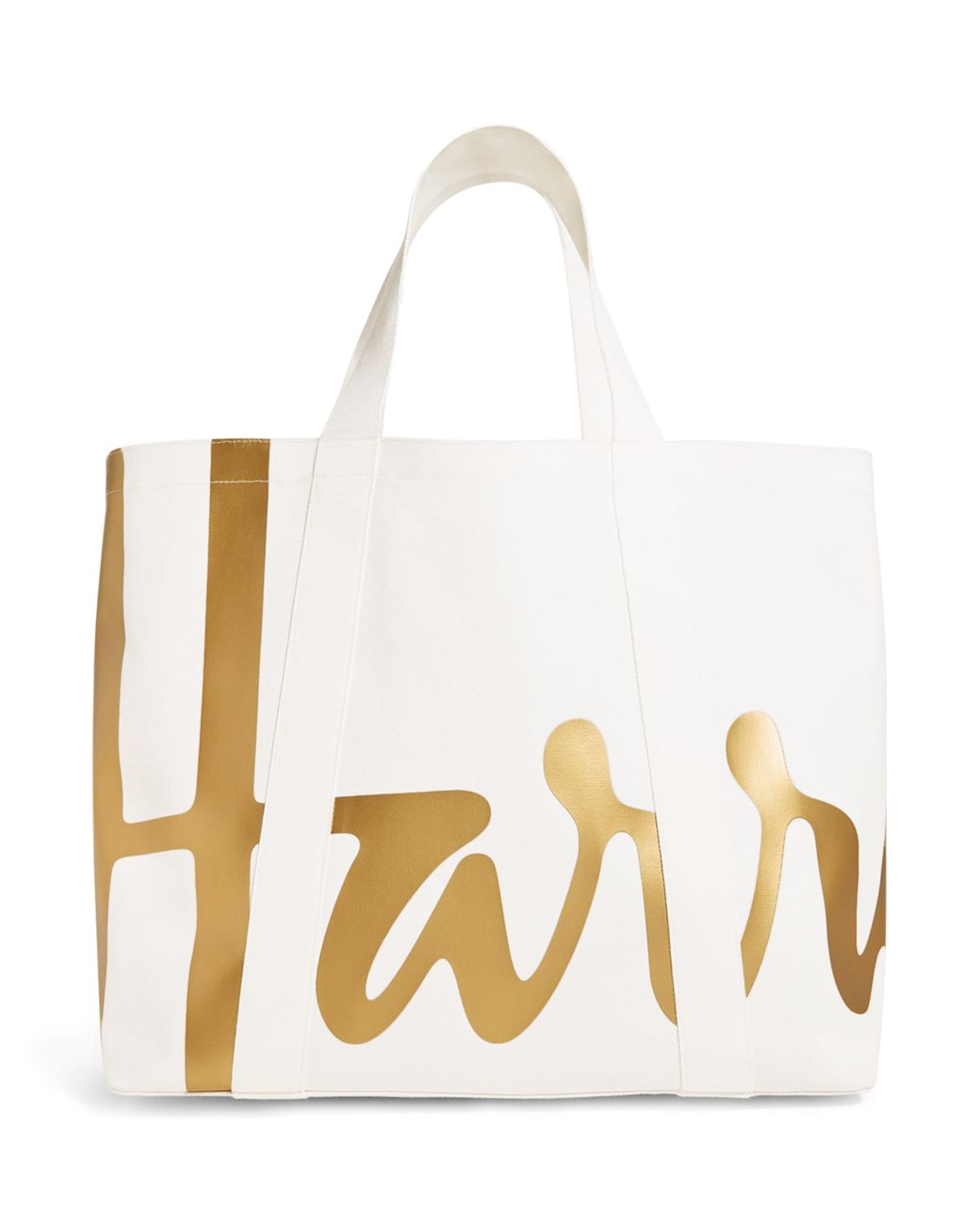 Harrods White Large Cotton Logo Tote Bag