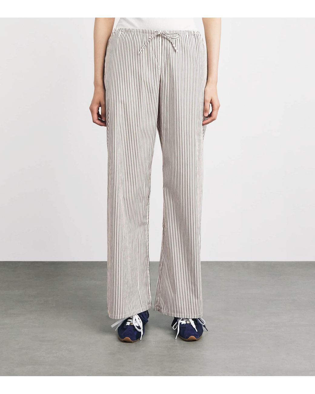 Suzie Kondi Gray Cotton Stripe Pan Trousers