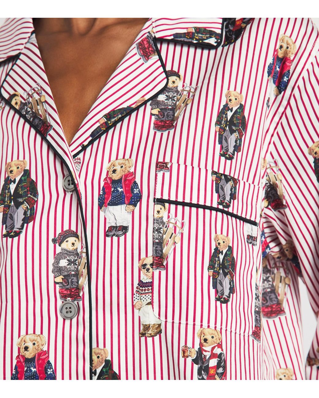 Polo Ralph Lauren Pink Cotton Stripe Polo Bear Pyjama Set