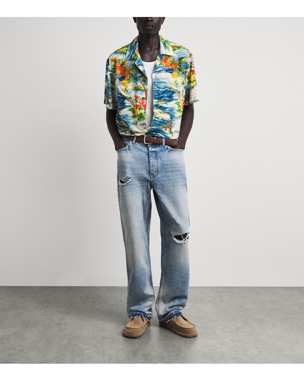 CHERRY LA Blue Hawaiian Vacation Shirt for men