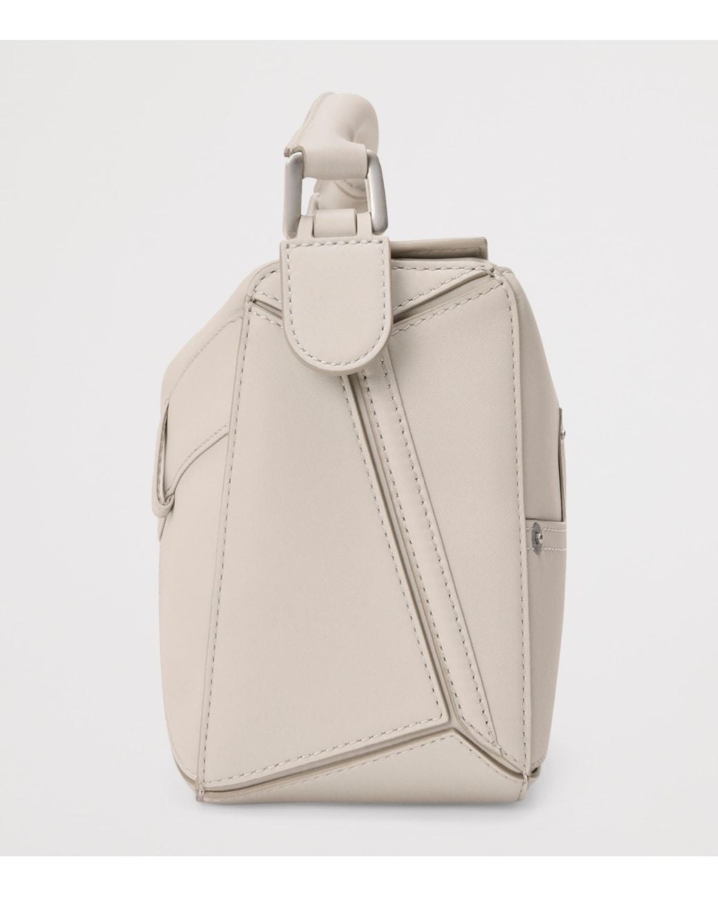 Loewe White Small Leather Puzzle Panta Top-Handle Bag