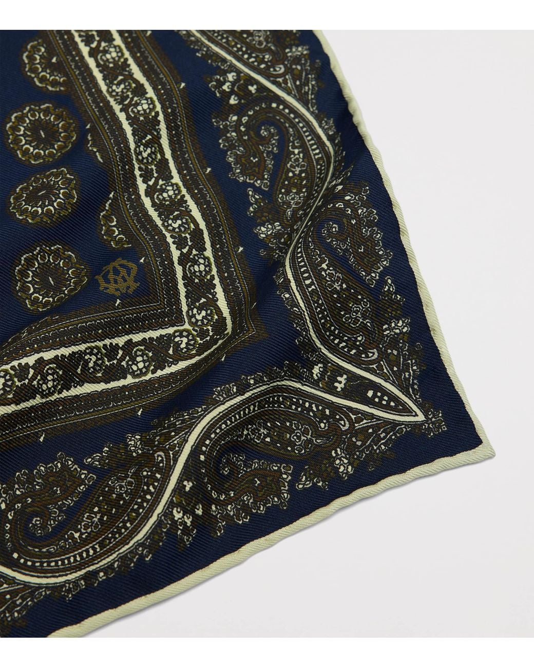 Dunhill Black Mulberry Silk Floral Medallion Pocket Square for men