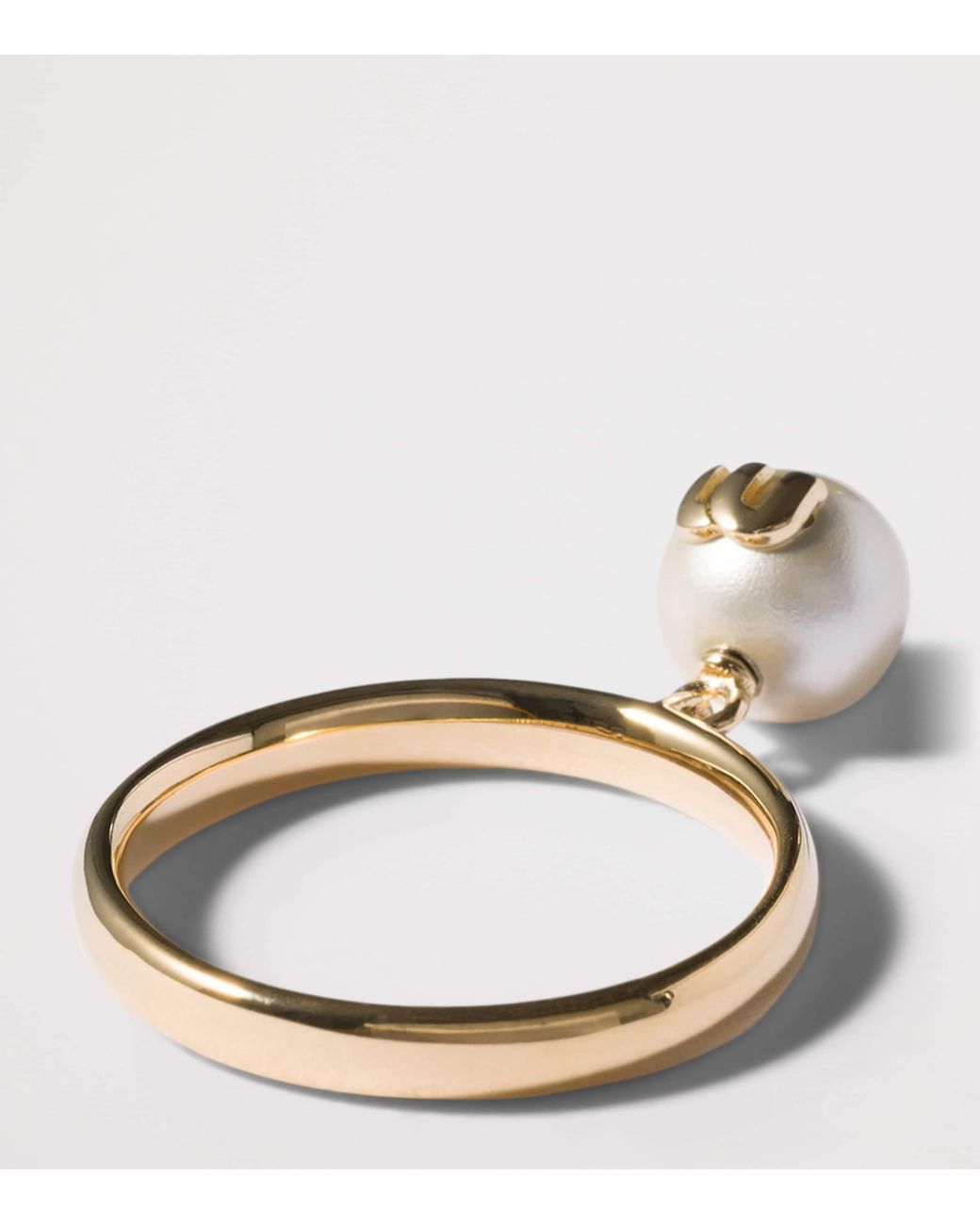 Miu Miu Metallic Faux Pearl Pendant Ring