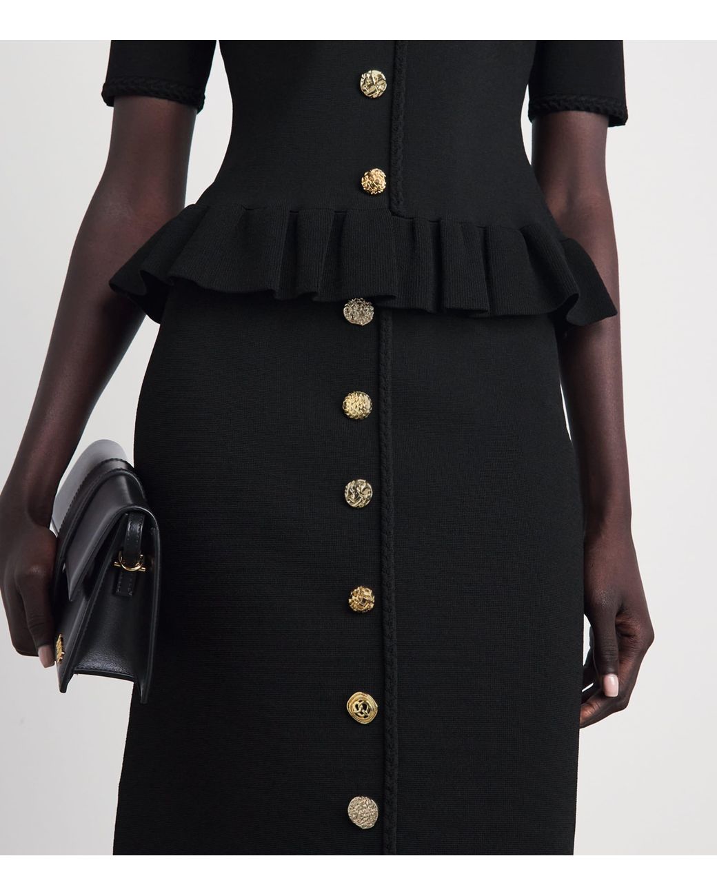 Claudie Pierlot Black Braid-Detail Midi Skirt