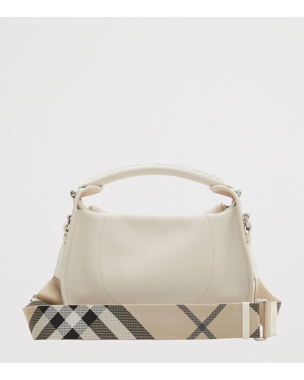 Burberry Gray Small Calf Leather B Clip Messenger Bag