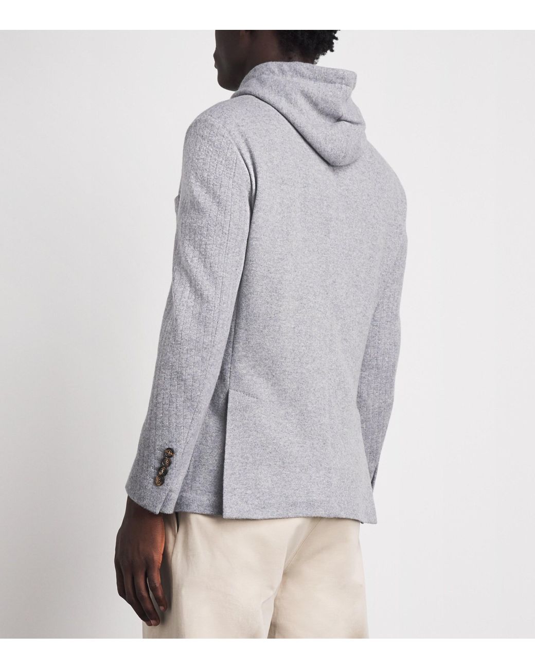 Eleventy Gray Wool-Cashmere Hooded Blazer for men