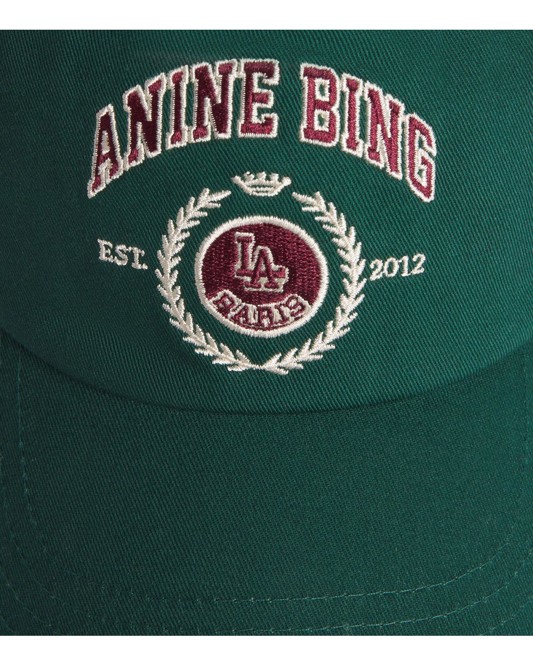Anine Bing Green Embroidered Jeremy Baseball Cap