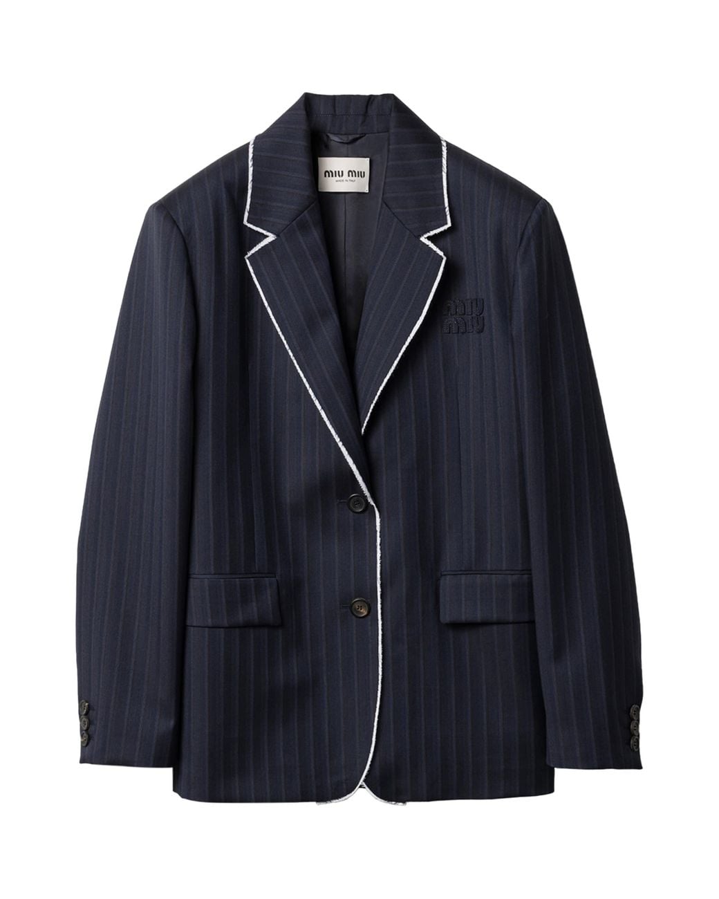 Miu Miu Blue Wool Pinstripe Blazer