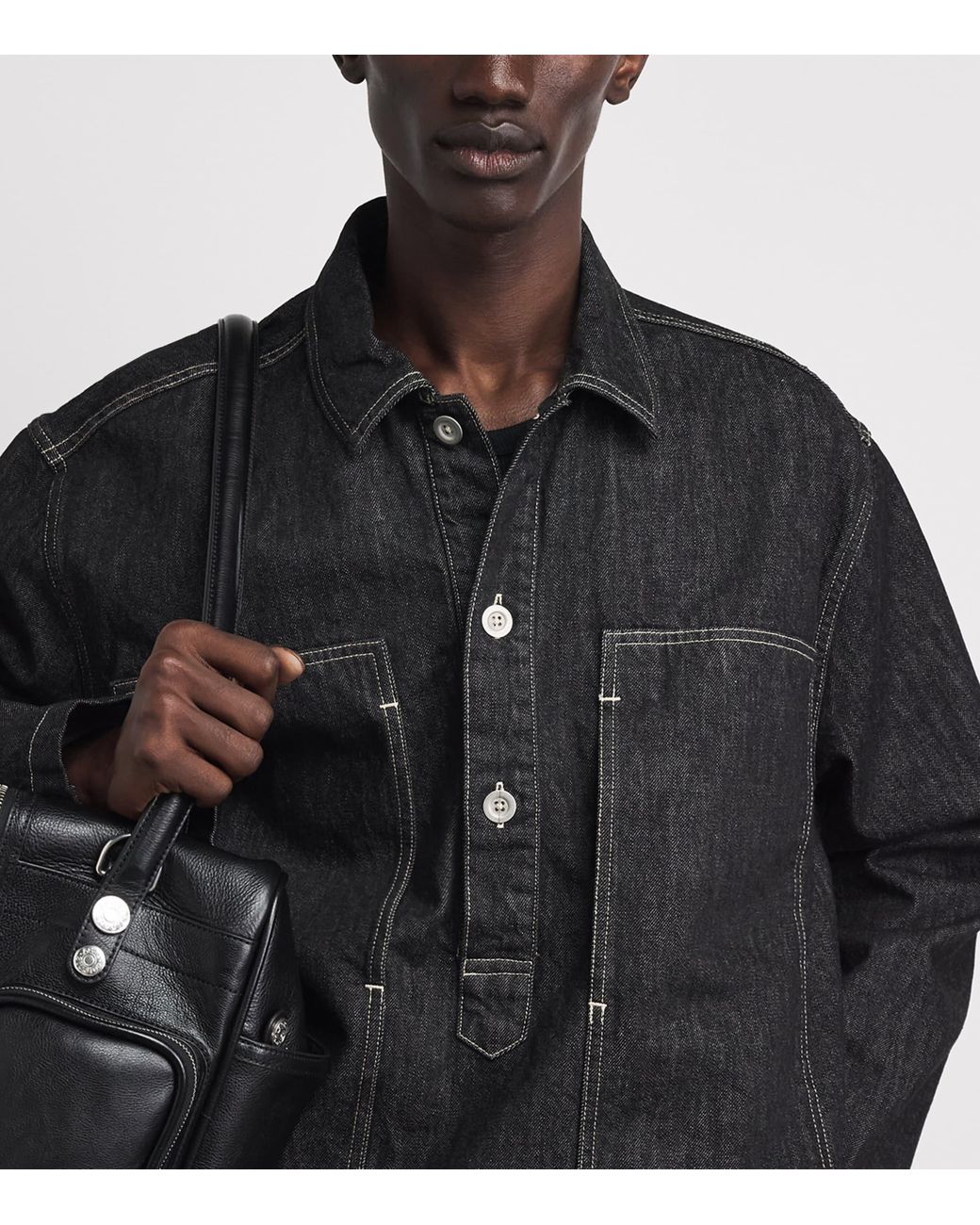Studio Nicholson Black Denim Pullover Shirt for men