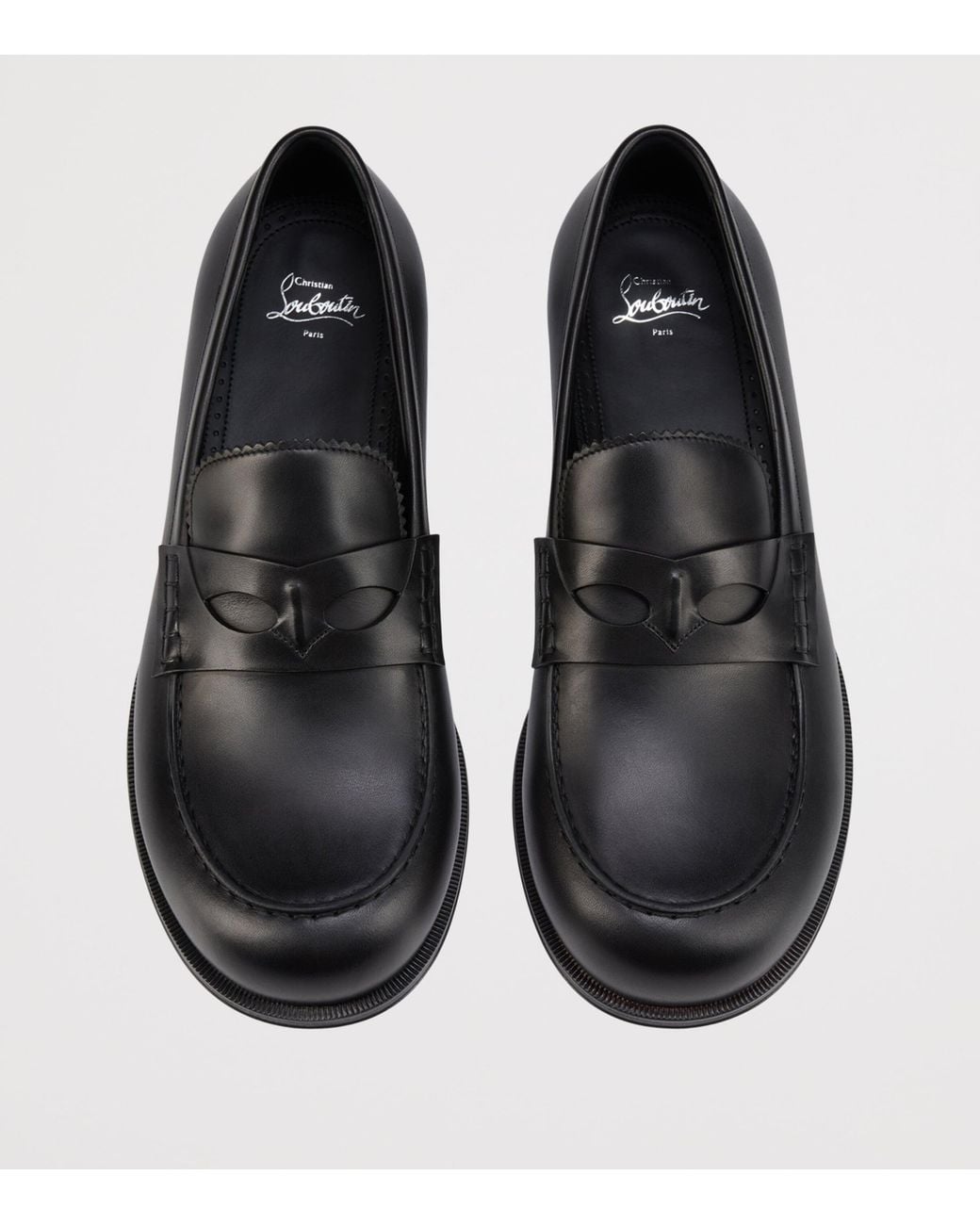 Christian Louboutin Black Circ Leather Loafers for men