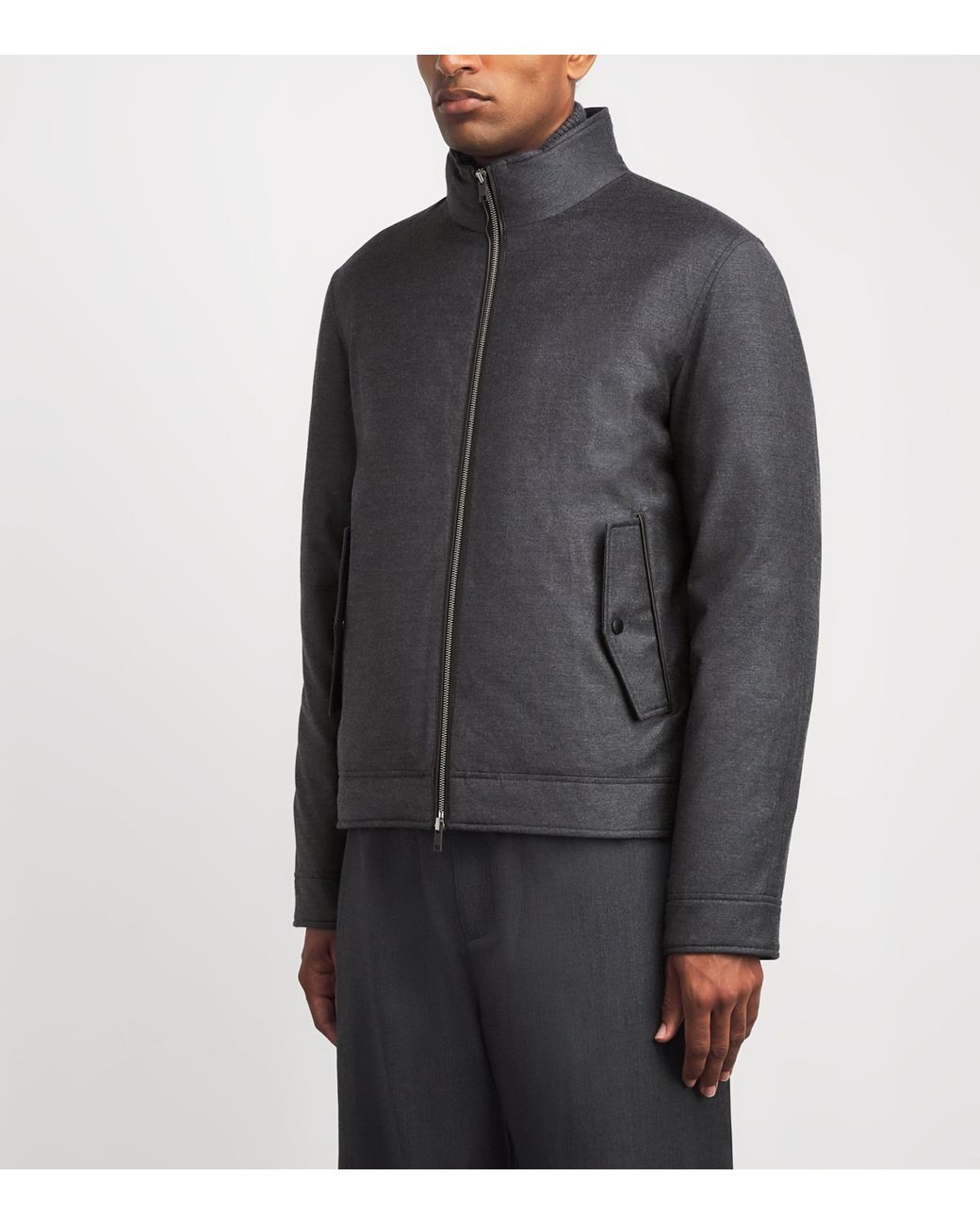 Yves Salomon Gray Virgin Wool-Silk Bomber Jacket for men