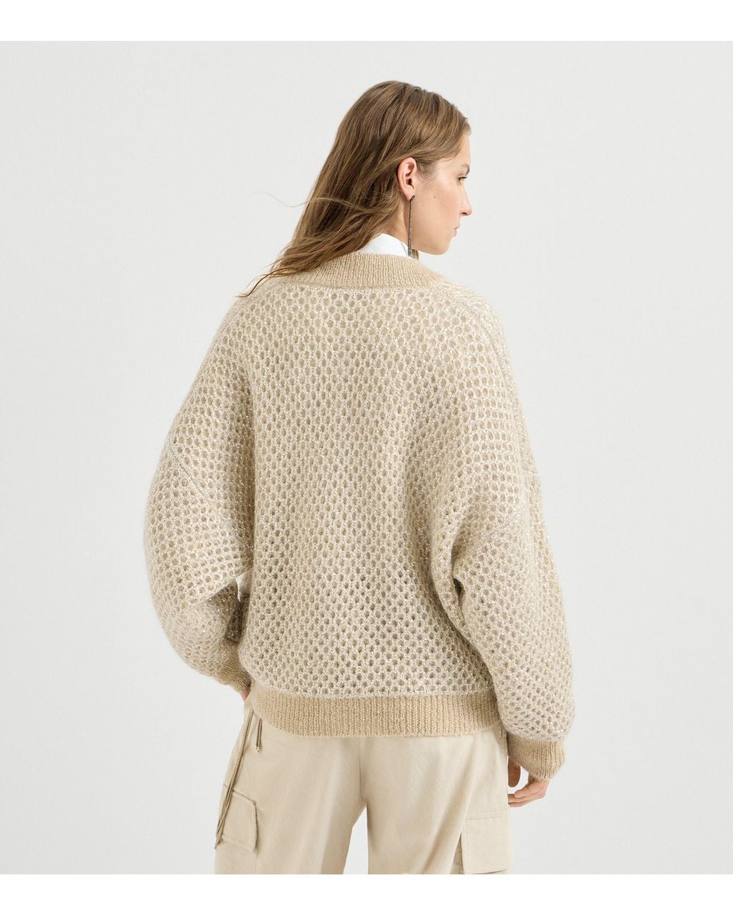 Brunello Cucinelli Natural Mohair-Blend Embellished Bomber Jacket
