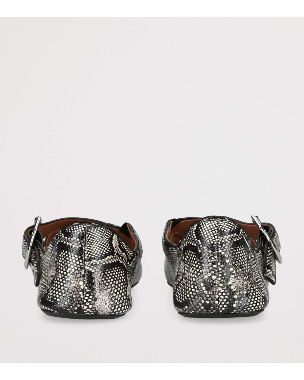 Alaïa Gray Snakeskin Criss-Cross Ballet Flats