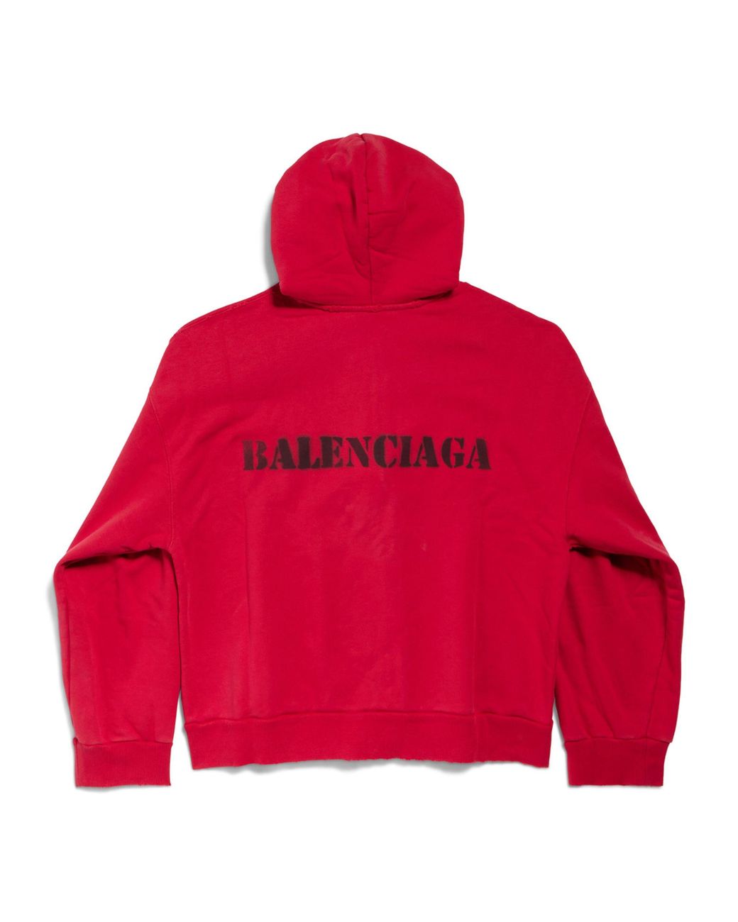 Balenciaga Stencil Logo Zip-Up Hoodie in Red for Men | Lyst