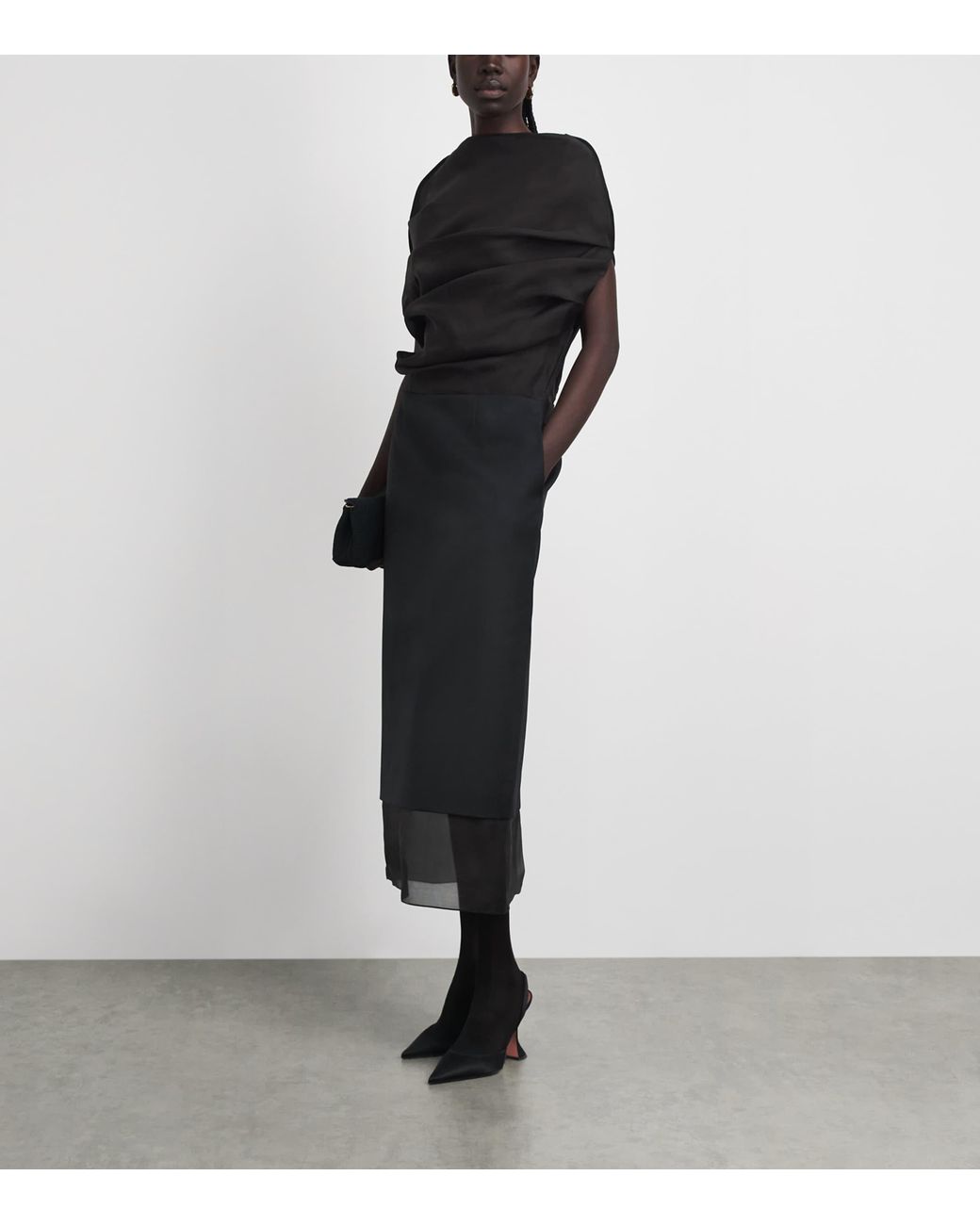 Voranida Black Silk Rhea Midi Dress