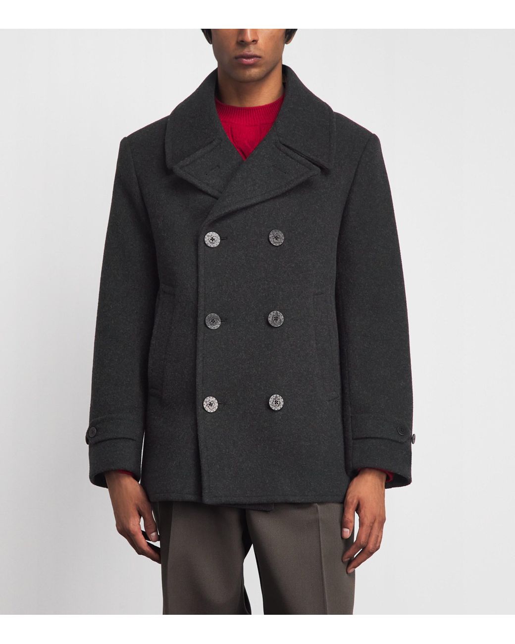 Polo Ralph Lauren Black Wool-Blend Pea Coat for men