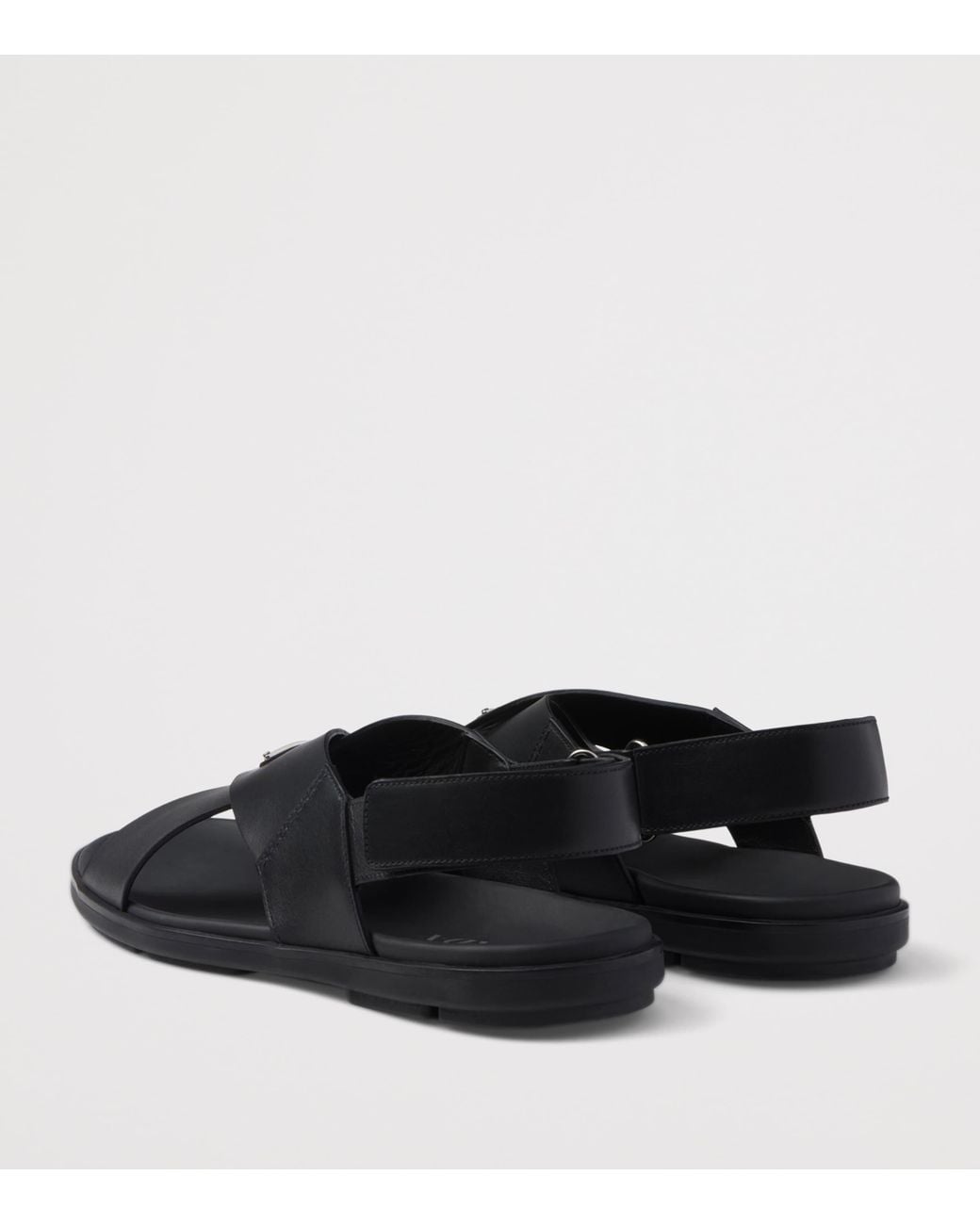 Prada Black Leather Crisscross Sandals for men