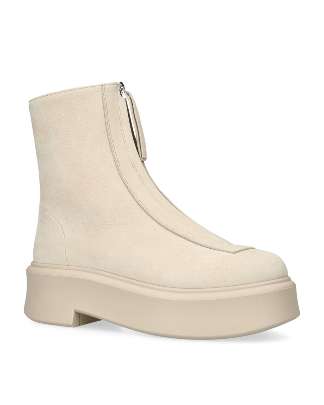 The Row Natural Zipped I Leather Boots