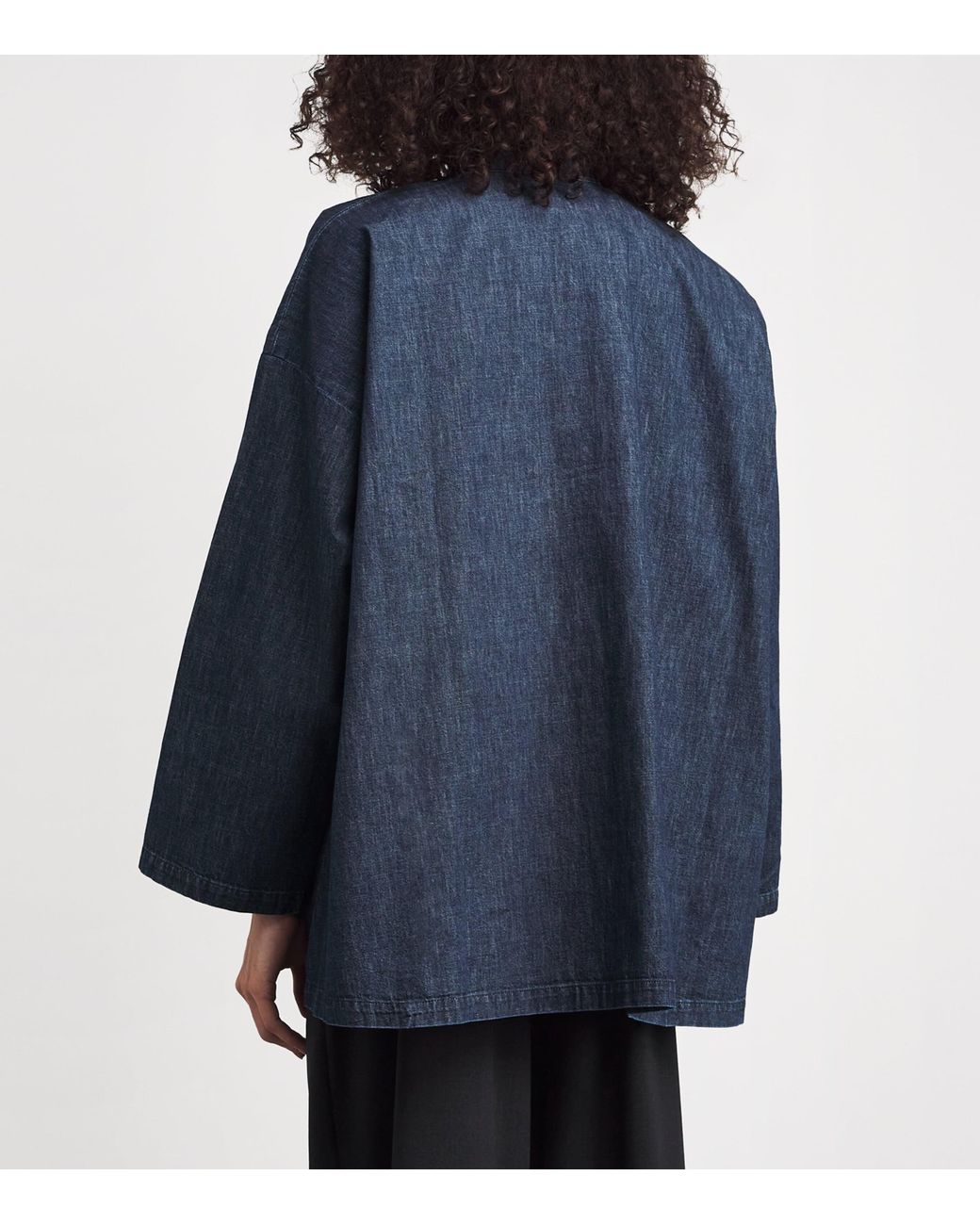 Eskandar Blue Denim Double Stand-Collar Shirt