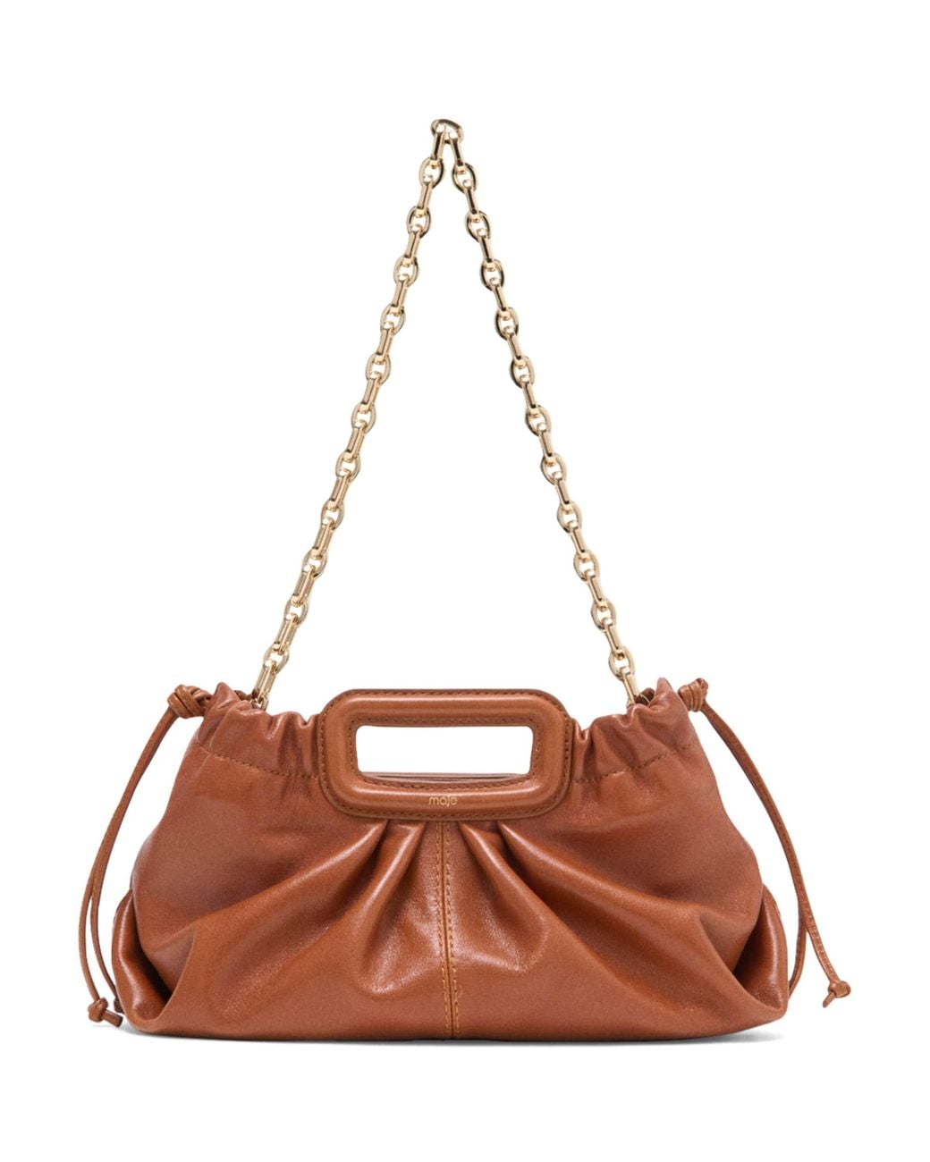 Maje Brown Leather Milpli Clutch Bag