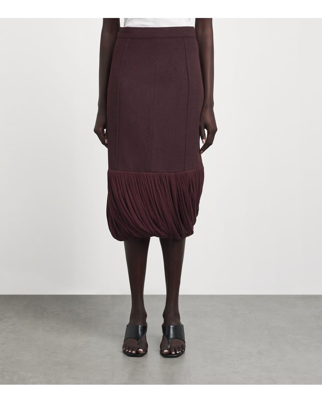Source Unknown Purple Wool-Blend Dusika Midi Skirt