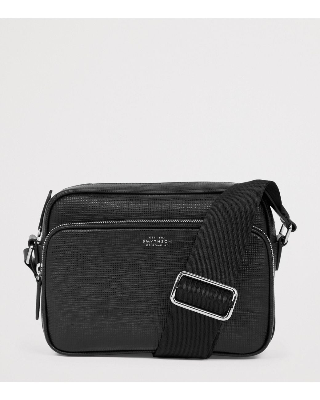 Smythson Black Leather Panama Cross-Body Bag for men