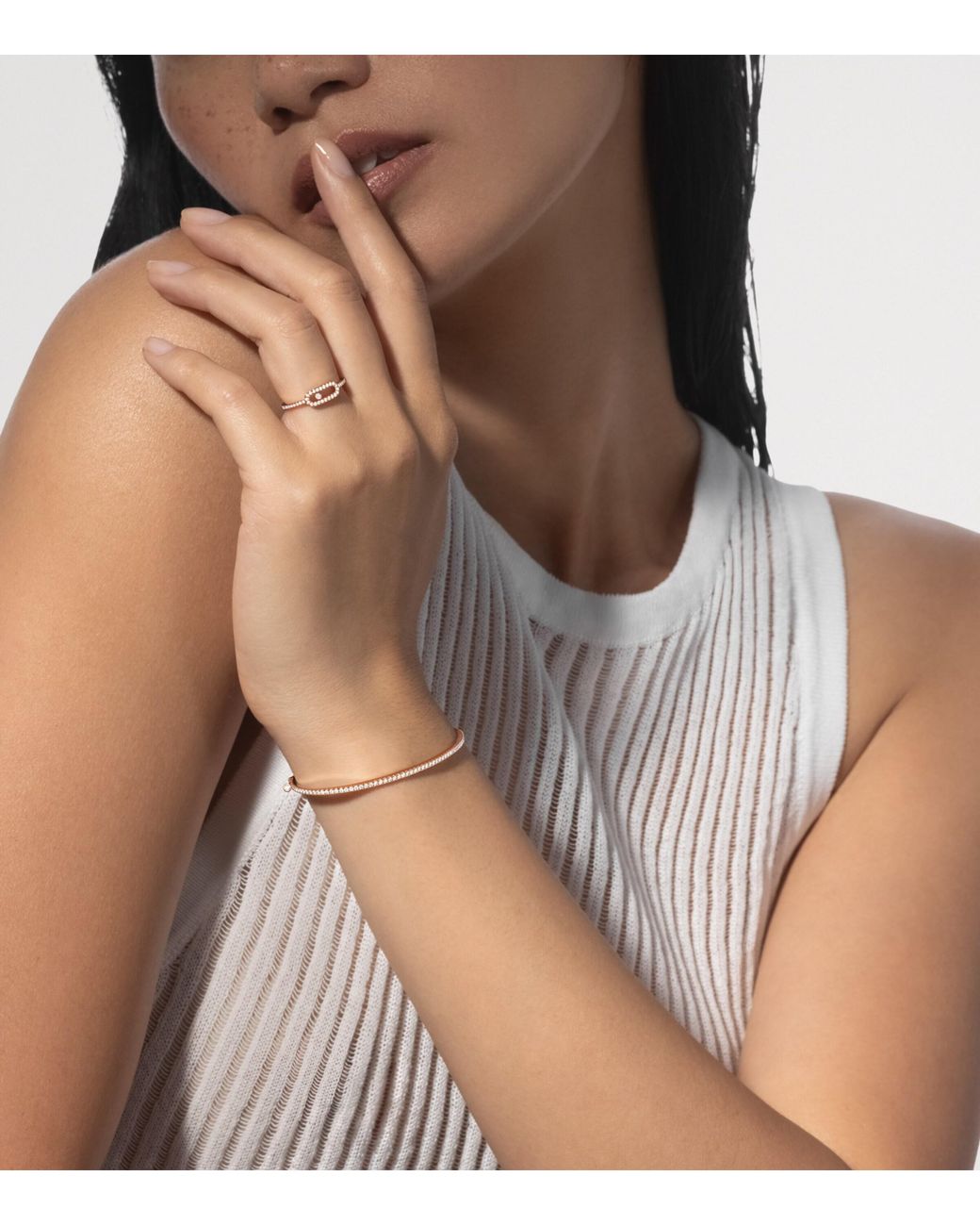 Messika White Skinny Classique And Diamond Bracelet