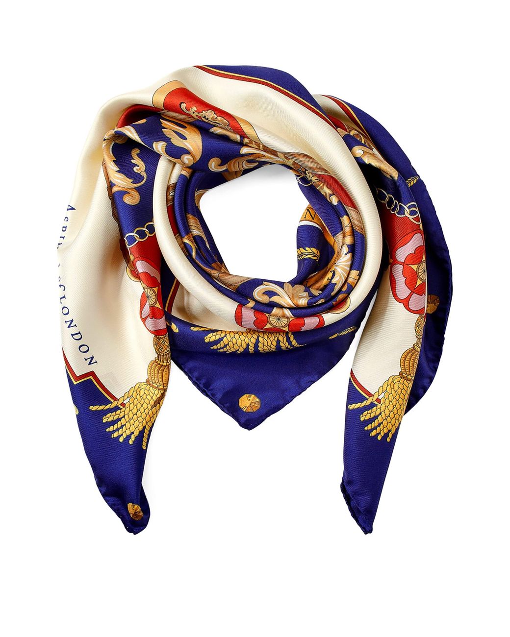 Aspinal Blue Silk Signature Scarf