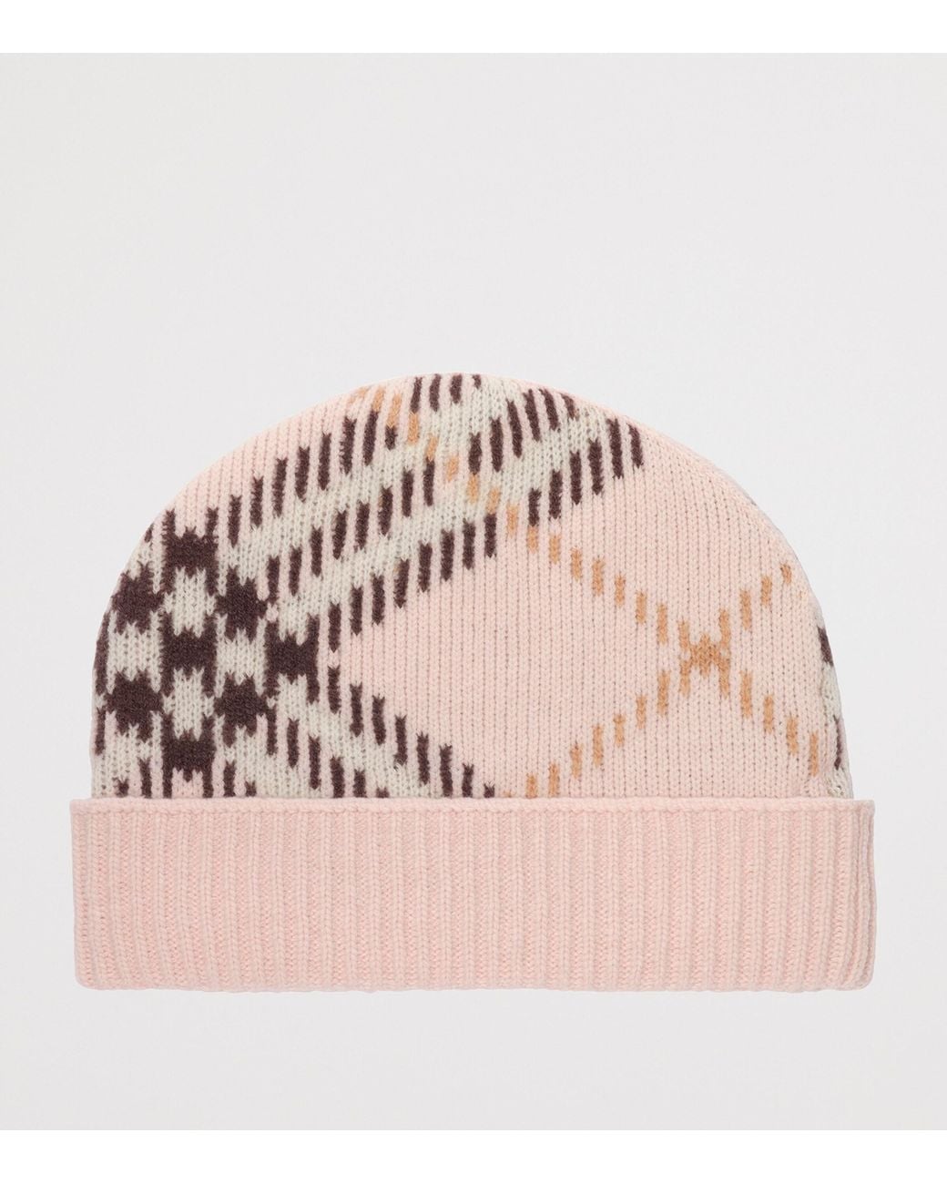 Burberry Pink Cashmere-Blend Check Beanie for men