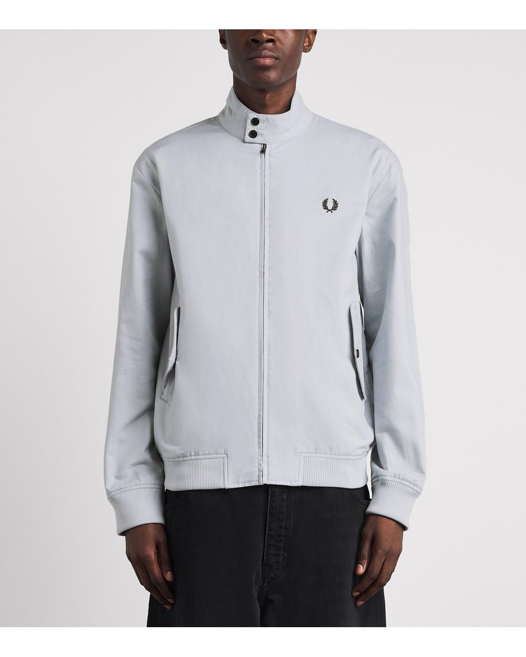 Fred Perry Gray Logo Harrington Jacket for men