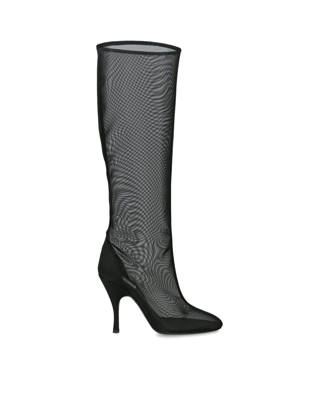 Alaïa Black Mesh Heeled Knee Boots 100