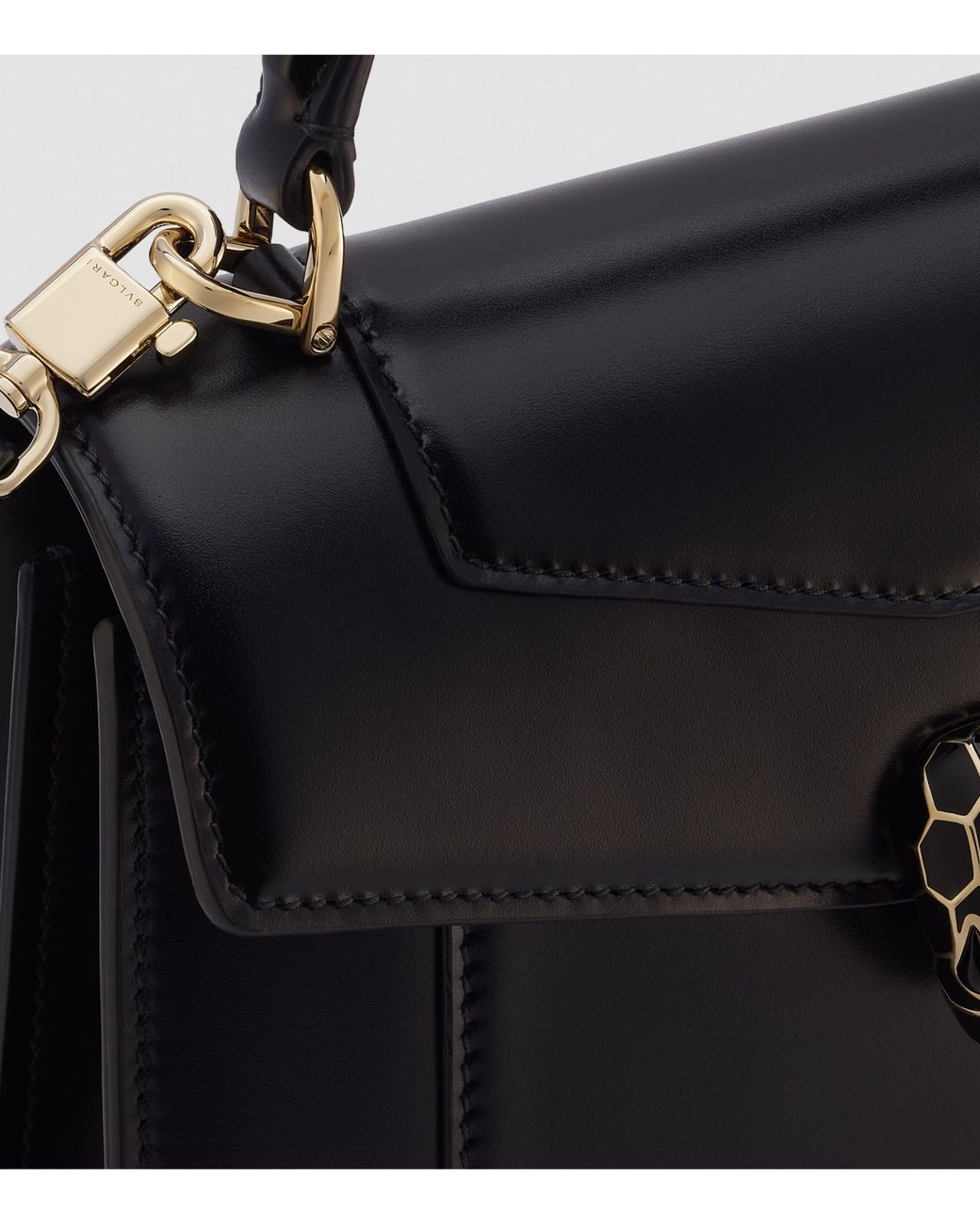 BVLGARI Black Leather Serpenti Forever Top-Handle Bag