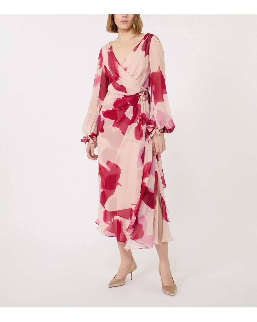 Max Mara Red Printed Georgette Dress
