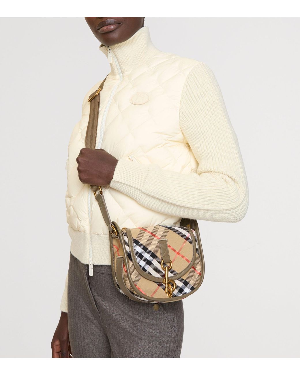 Burberry Brown Mini Check B Clip Messenger Bag