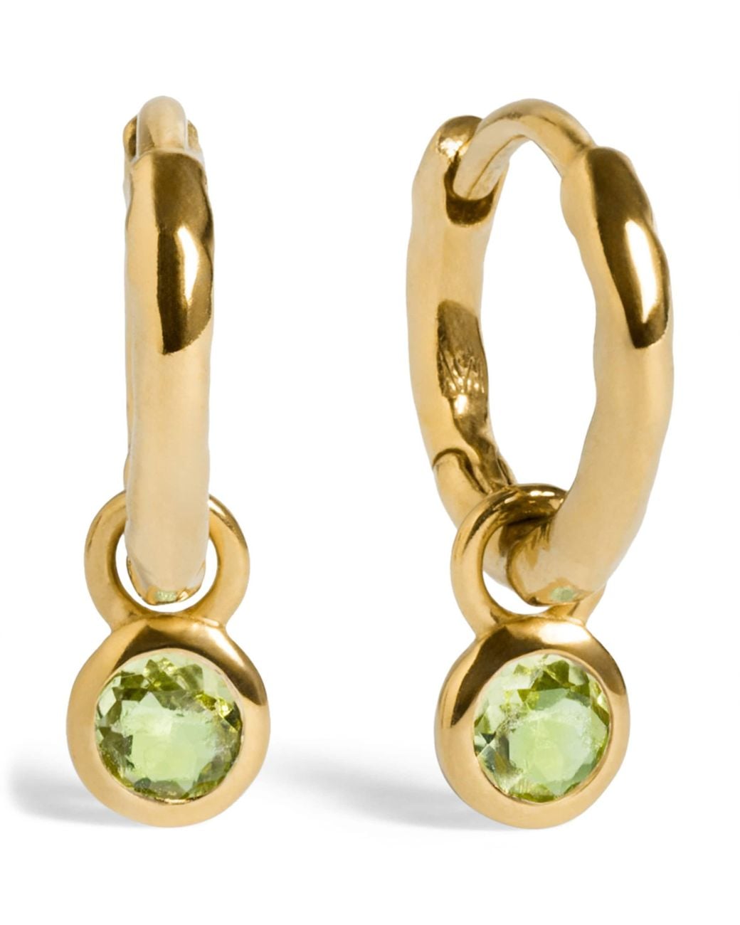Monica Vinader Metallic Vermeil And Peridot August Birthstone Huggie Earrings