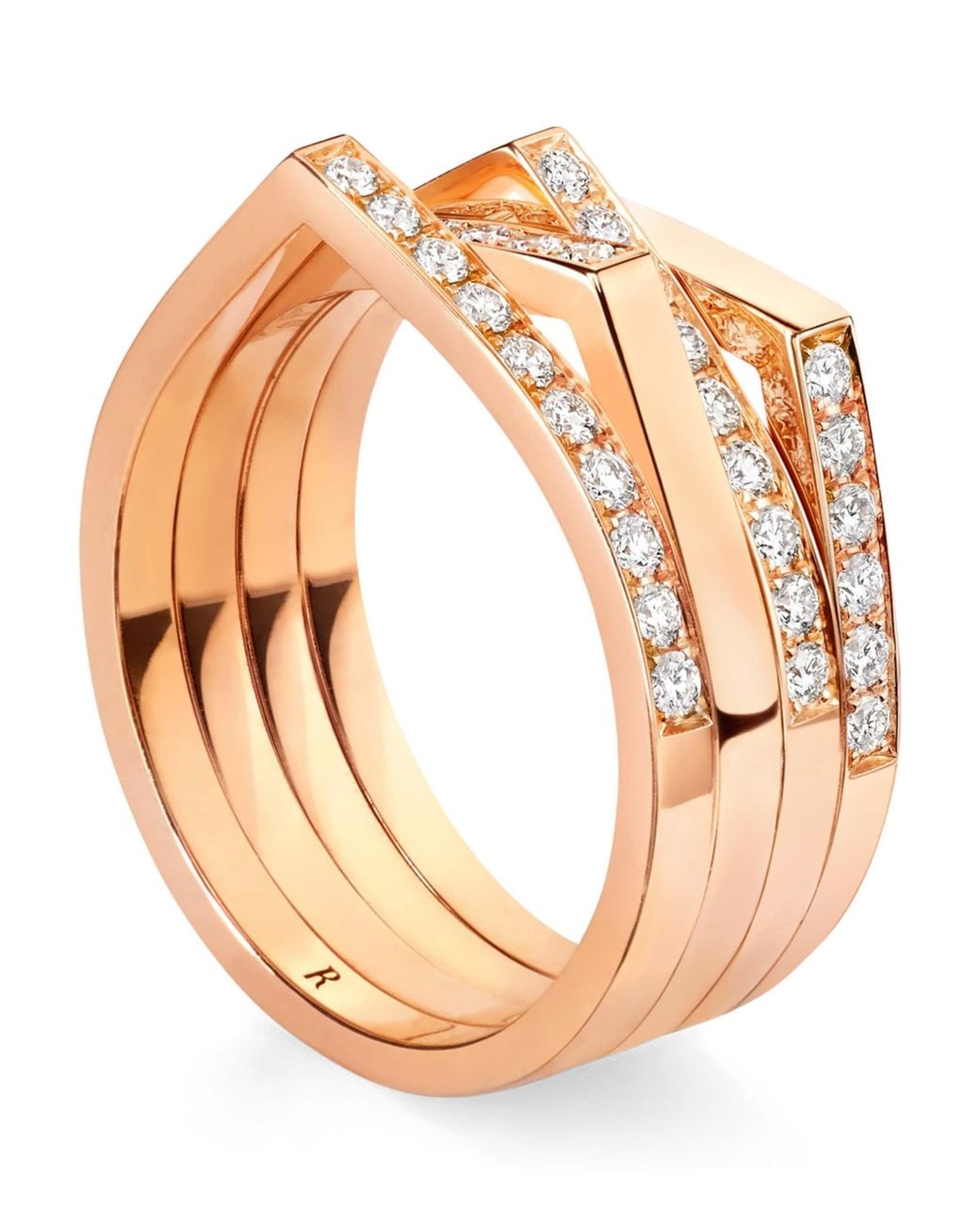 Repossi Natural And Diamond Antifer 4-Row Ring