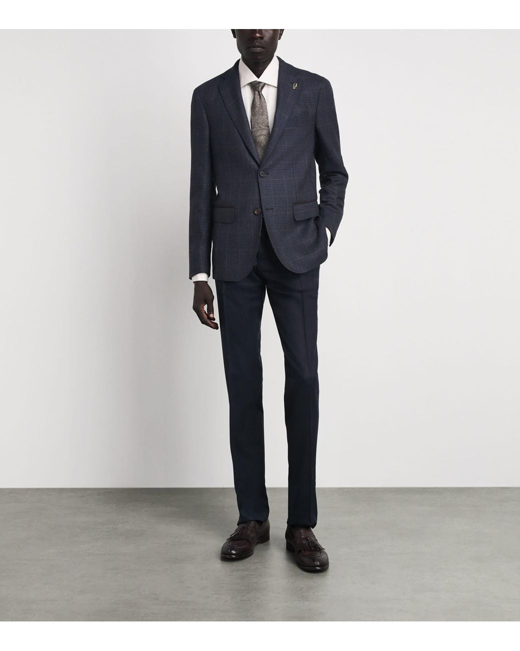Pal Zileri Blue Wool Check Blazer for men