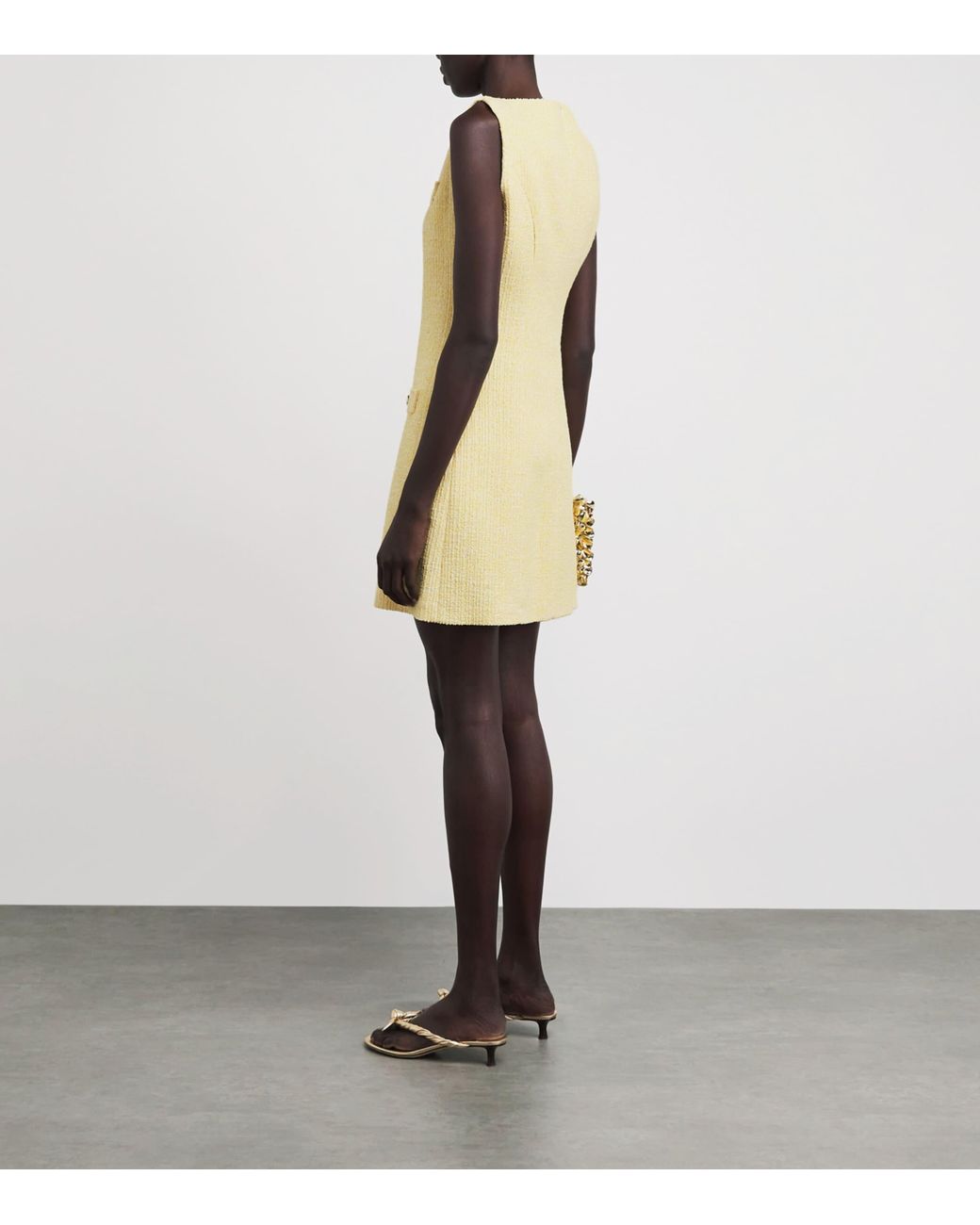 Maje Yellow Tweed Tailored Mini Dress