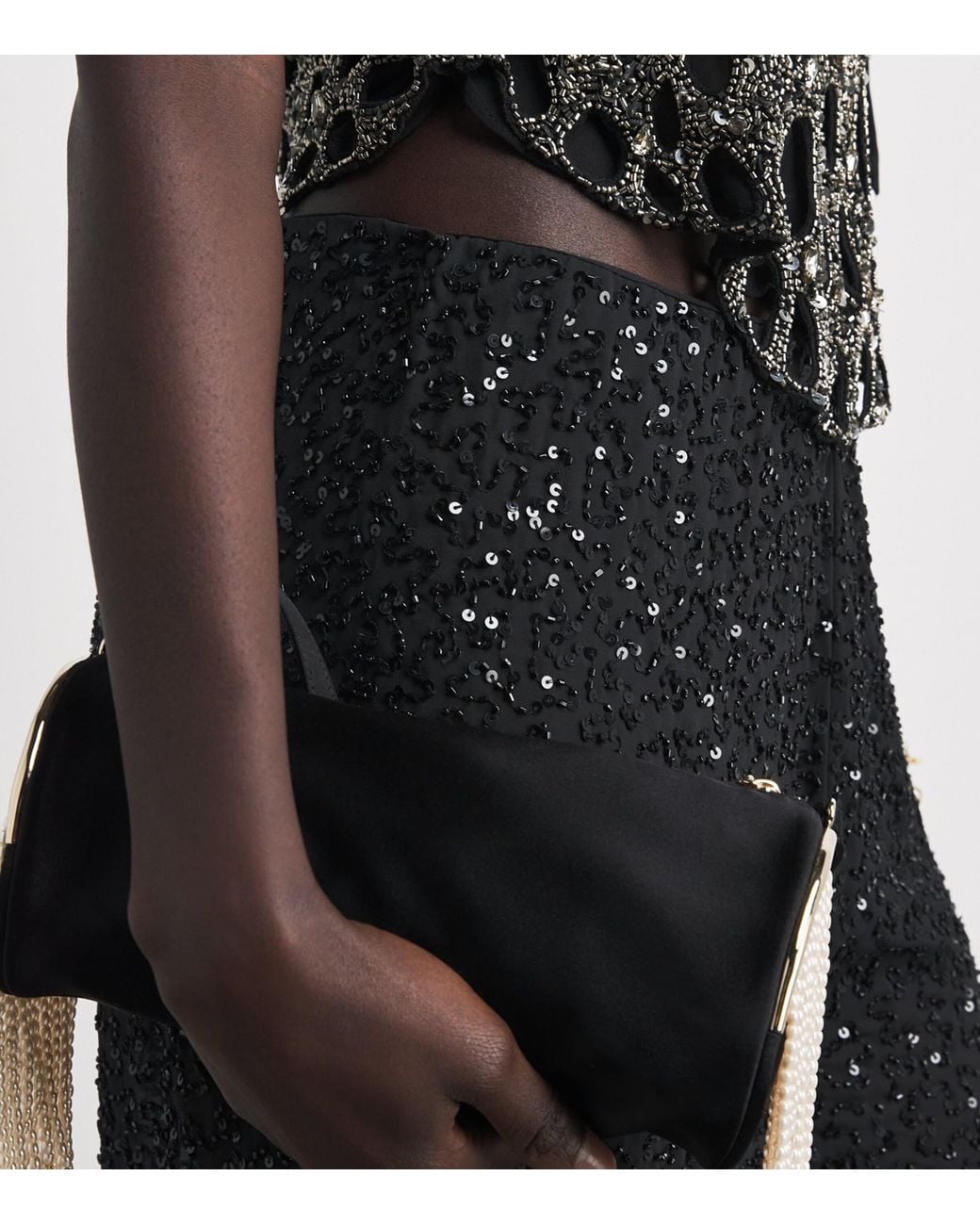 Alice + Olivia Black Sequin Athena Wide-Leg Trousers